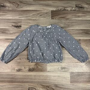 Madewell Embroidered Button-Back Shirt in Gigham Check Navy Shoreline Size XS